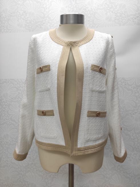 Edward Achour Paris Coats and Jackets Edward Achour White and Beige Jacket 421035 izzi-of-baslow