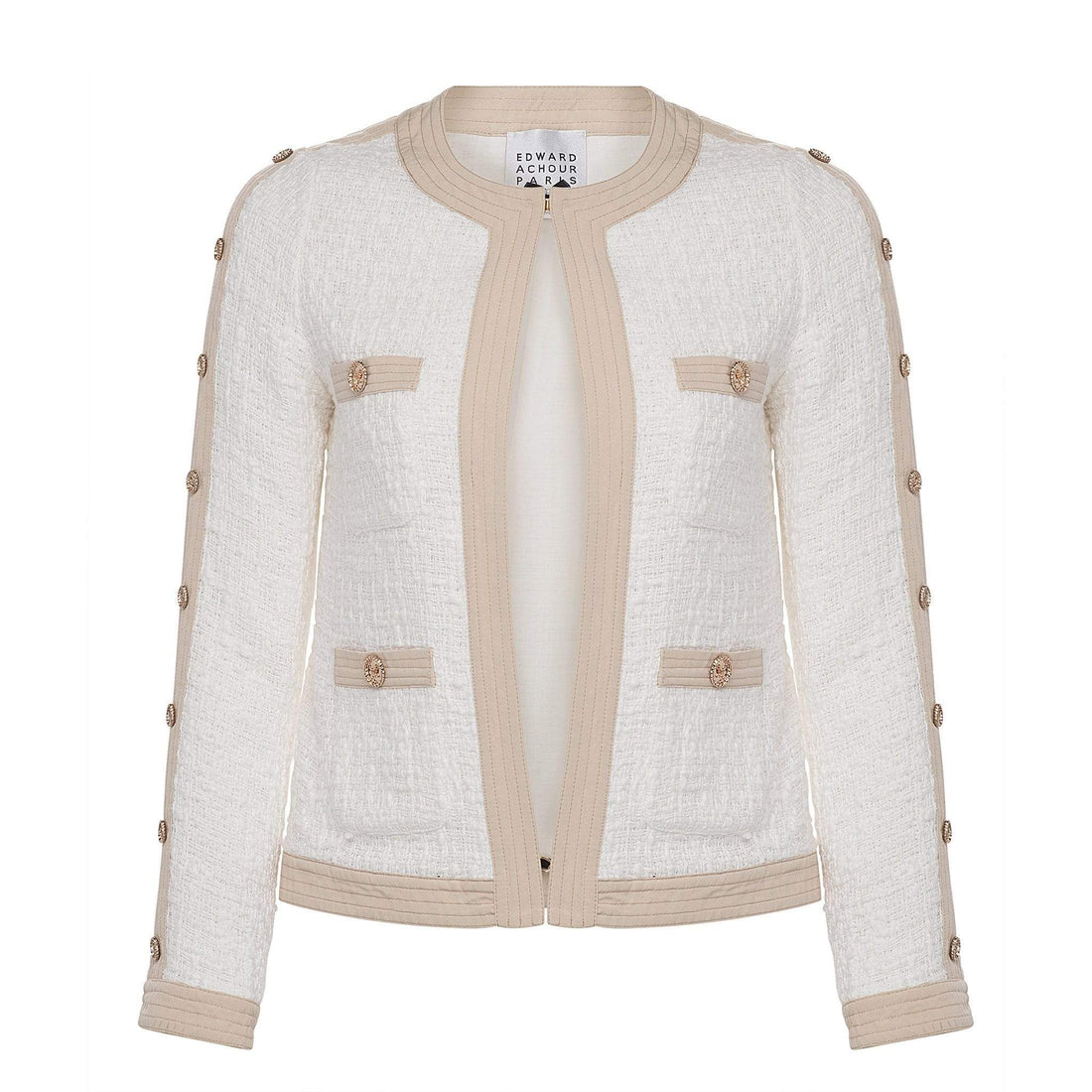 Edward Achour Paris Coats and Jackets Edward Achour White and Beige Jacket 421035 izzi-of-baslow