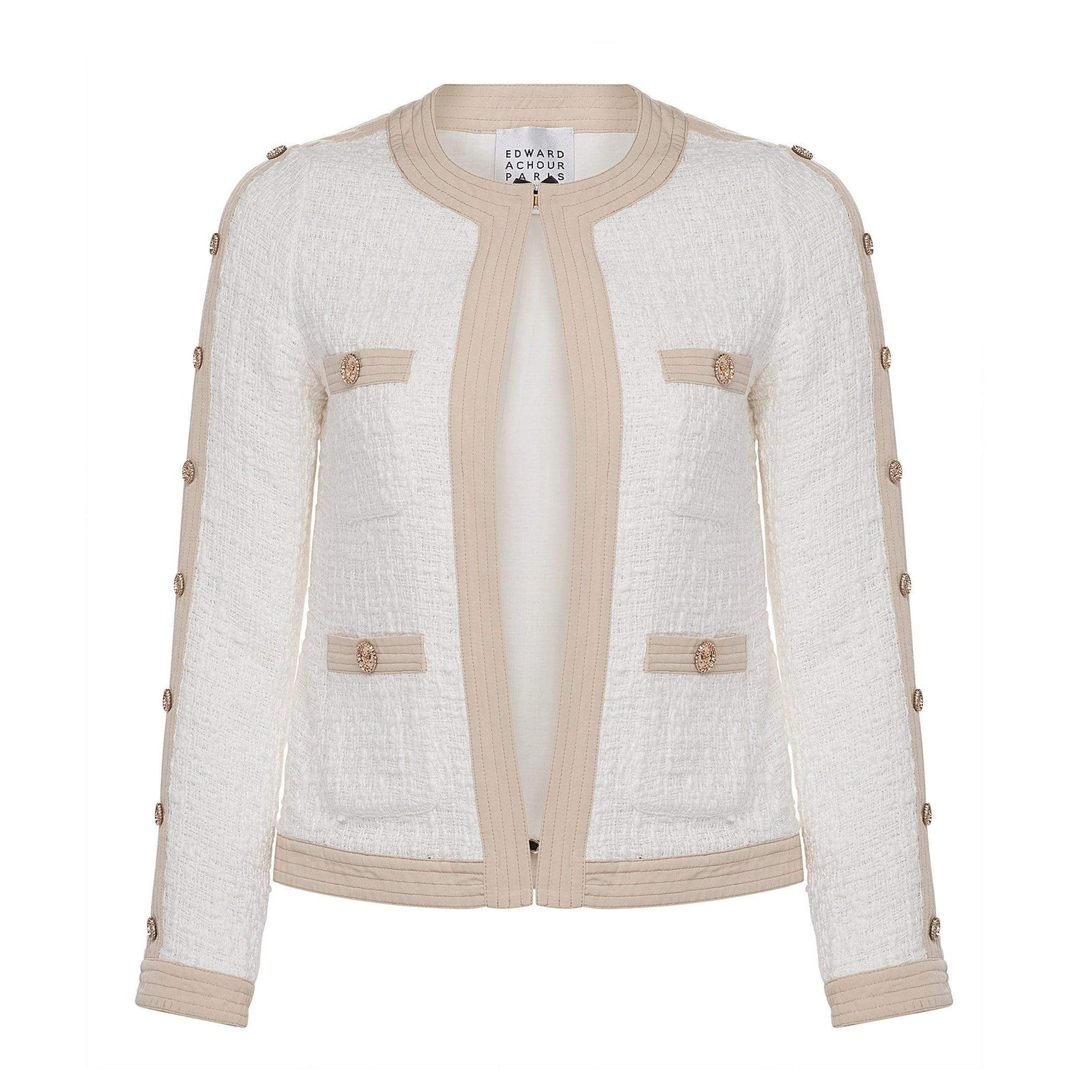 Edward Achour Paris Coats and Jackets Edward Achour White and Beige Jacket 421035 izzi-of-baslow