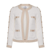 Edward Achour Paris Coats and Jackets Edward Achour White and Beige Jacket 421035 izzi-of-baslow