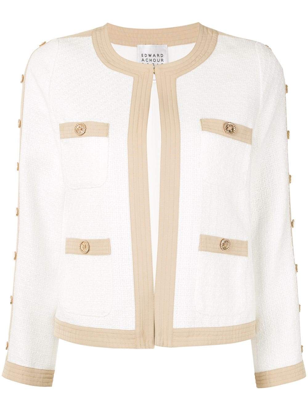 Edward Achour Paris Coats and Jackets Edward Achour White and Beige Jacket 421035 izzi-of-baslow