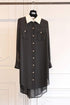 Edward Achour Paris Dresses Edward Achour Black Dress with Off White Collar and Gold Buttons 437034/1722D izzi-of-baslow