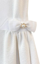 Edward Achour Paris Dresses Edward Achour White Tweed Embellished Dress with Bow 425027 izzi-of-baslow