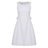 Edward Achour Paris Dresses Edward Achour White Tweed Embellished Dress with Bow 425027 izzi-of-baslow