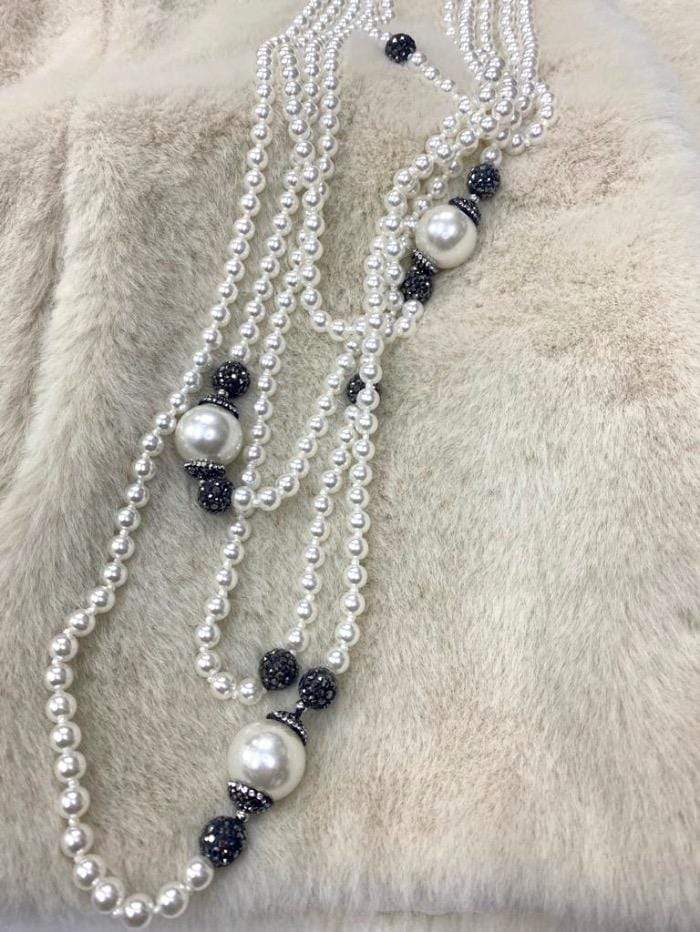 Edward Achour Paris Jewellery One Size Edward Achour Paris Pearl and Diamantee Necklace 419119 izzi-of-baslow