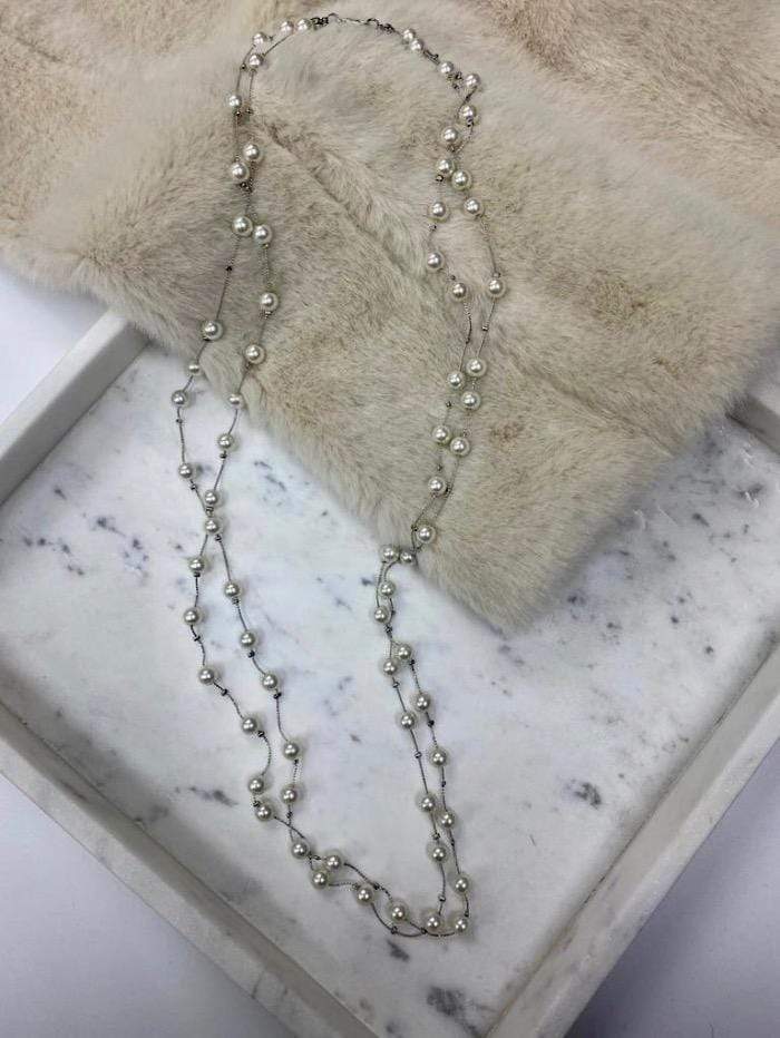 Edward Achour Paris Jewellery One Size Edward Achour Paris Pearl and Fine Silver Necklace 419127 izzi-of-baslow