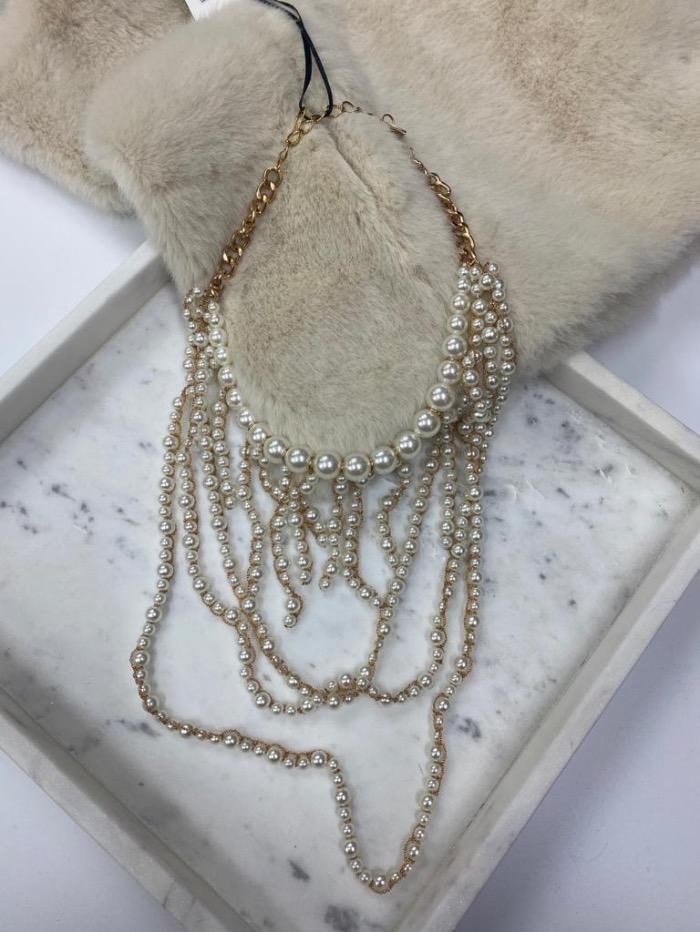 Edward Achour Paris Jewellery One Size Edward Achour Paris Pearl and Gold Short Necklace 409134 izzi-of-baslow