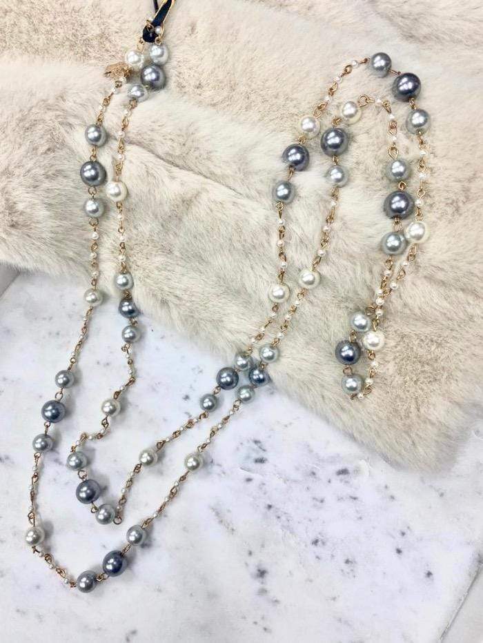 Edward Achour Paris Jewellery One Size Edward Achour Paris Pearl Cream and Grey Necklace 409123 izzi-of-baslow