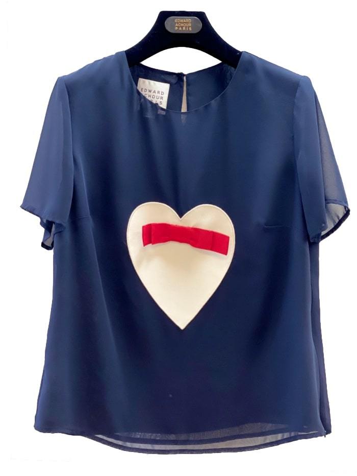 Edward Achour Paris Tops Edward Achour Navy Top With Heart 427403 izzi-of-baslow