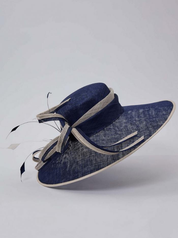 Gina Bacconi Accessories One Size Gina Bacconi Johari Two Tone Cinamay Hat Spring Navy SBZ5740 SNI izzi-of-baslow