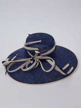 Gina Bacconi Accessories One Size Gina Bacconi Johari Two Tone Cinamay Hat Spring Navy SBZ5740 SNI izzi-of-baslow