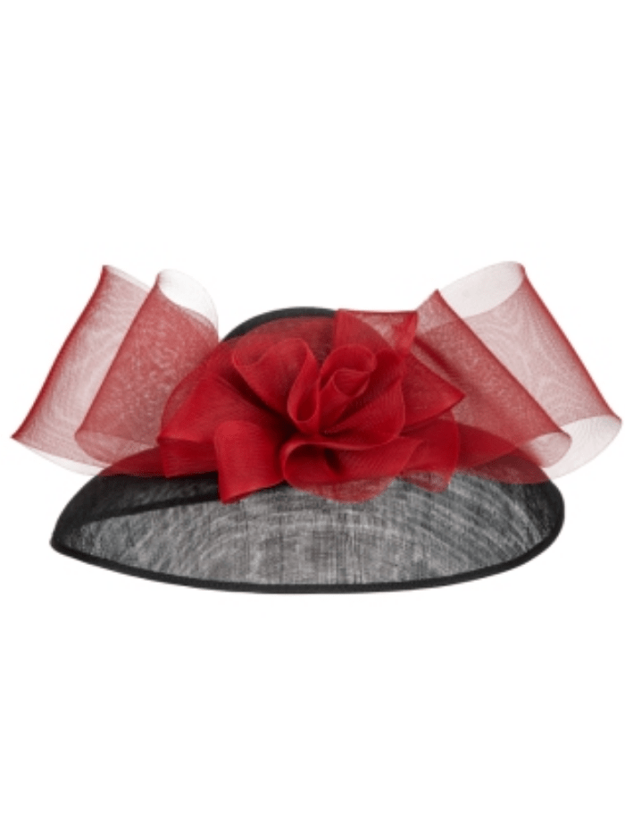 Gina Bacconi Accessories One Size Hostie Hats Blenheim Hat With Bow Black &amp; Red izzi-of-baslow