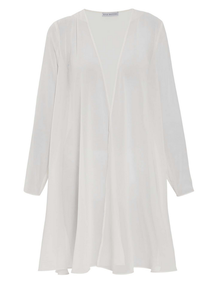 Gina Bacconi Coats and Jackets Gina Bacconi Long Chiffon Cream Jacket SCON99102 izzi-of-baslow