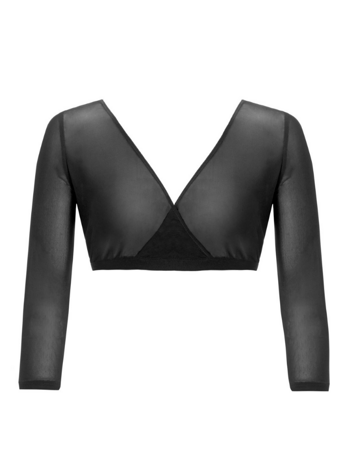 Gina Bacconi Coats and Jackets Large / Black Gina Bacconi Mesh Sleeve Under Top SCON99140 izzi-of-baslow