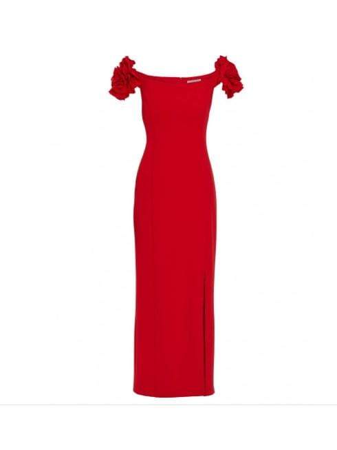 Gina Bacconi Dresses 8 Gina Bacconi Ivalo Crepe Maxi Dress Fire Red STT2593 izzi-of-baslow