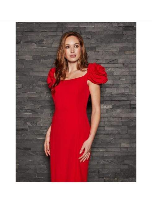 Gina Bacconi Dresses 8 Gina Bacconi Ivalo Crepe Maxi Dress Fire Red STT2593 izzi-of-baslow