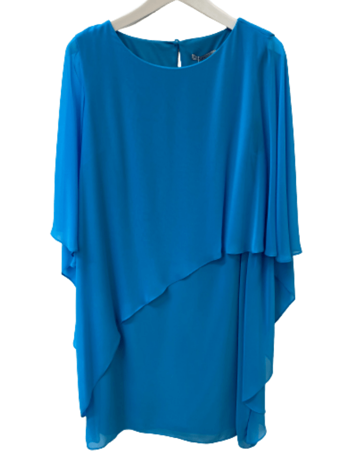 Gina Bacconi Dresses Gina Bacconi Blue Asymmetrical Chiffon Dress SBZ5747 izzi-of-baslow