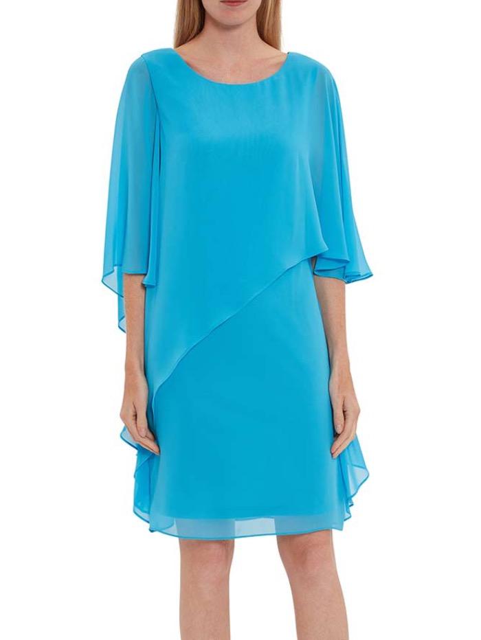 Gina Bacconi Dresses Gina Bacconi Blue Asymmetrical Chiffon Dress SBZ5747 izzi-of-baslow