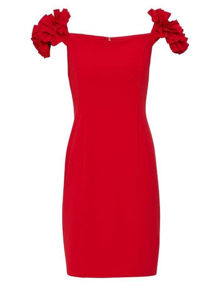 Gina Bacconi Dresses Gina Bacconi Bretta Crepe Cocktail Dress Fire Red STT2594 izzi-of-baslow