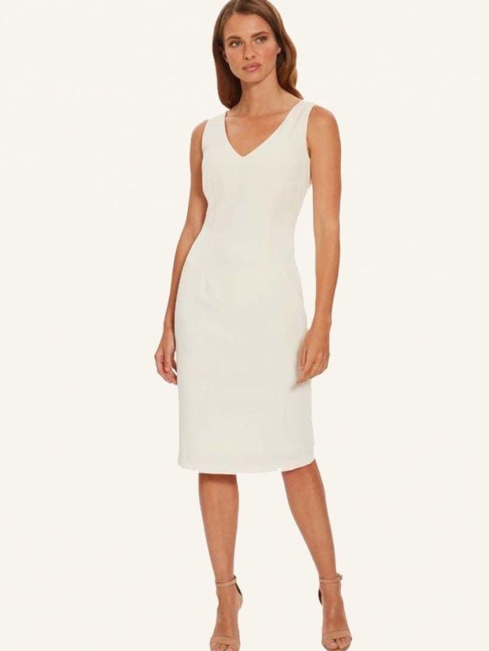 Gina Bacconi Dresses Gina Bacconi Butter Cream Sleeveless V Neck Merna Dress STT2697 BUT izzi-of-baslow