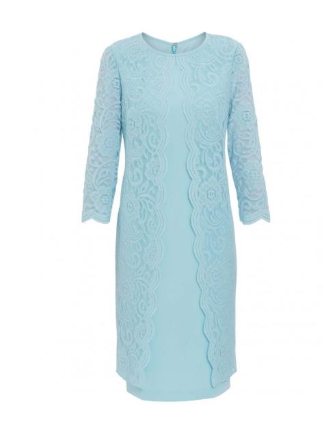 Gina Bacconi Dresses Gina Bacconi Clarabelle Lace Dress Ice Blue SBZ5651 izzi-of-baslow