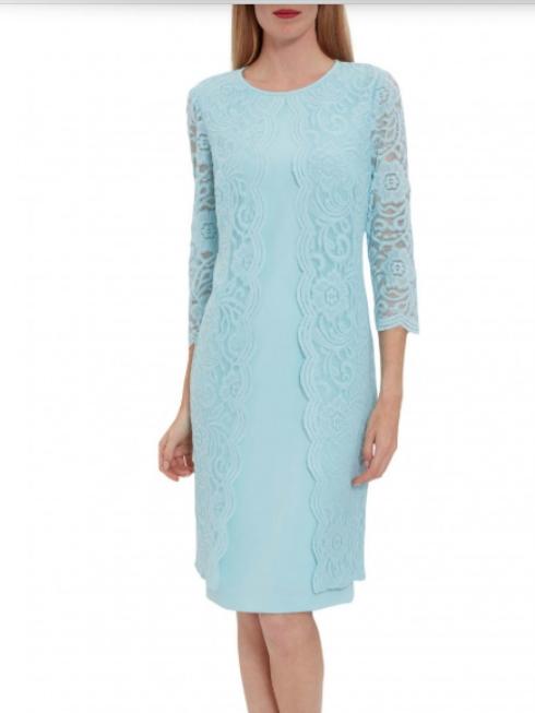Gina Bacconi Dresses Gina Bacconi Clarabelle Lace Dress Ice Blue SBZ5651 izzi-of-baslow