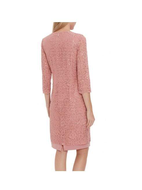 Gina Bacconi Dresses Gina Bacconi Farlyn Crepe and Lace Dress Dusky Pink STT2681 izzi-of-baslow