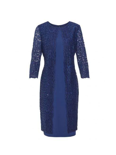 Gina Bacconi Dresses Gina Bacconi Farlyn Crepe and Lace Dress Navy STT2681 izzi-of-baslow