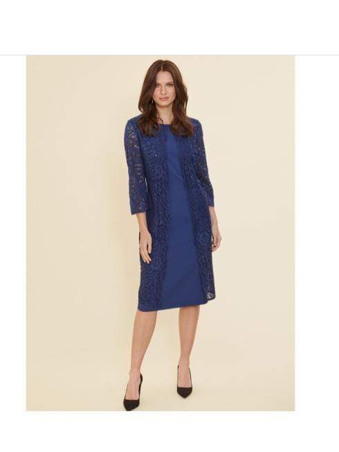 Gina Bacconi Dresses Gina Bacconi Farlyn Crepe and Lace Dress Navy STT2681 izzi-of-baslow