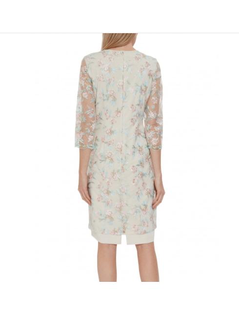 Gina Bacconi Dresses Gina Bacconi Haila Crepe and Embroidery Dress Turquoise and Pink STT2626 izzi-of-baslow