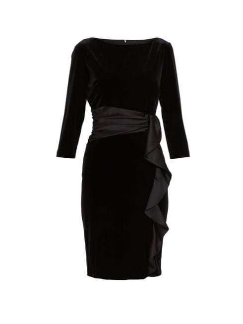 Gina Bacconi Dresses Gina Bacconi Halen Stretch Velvet Dress Black STT2523 izzi-of-baslow