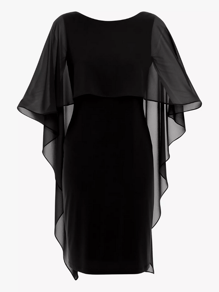 Gina Bacconi Dresses Gina Bacconi Kaisa Dress With Chiffon Cape Black STT2529 izzi-of-baslow