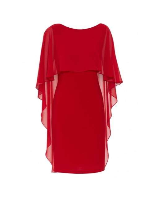 Gina Bacconi Dresses Gina Bacconi Kaisa Dress With Chiffon Cape Red STT2529 izzi-of-baslow