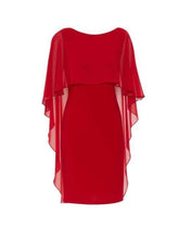Gina Bacconi Dresses Gina Bacconi Kaisa Dress With Chiffon Cape Red STT2529 izzi-of-baslow