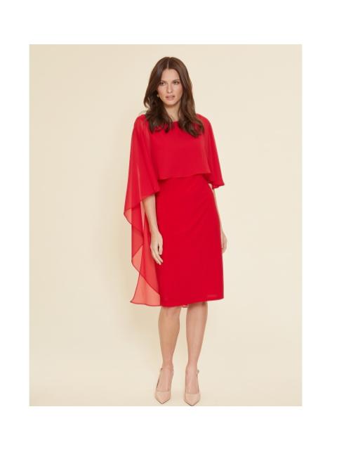 Gina Bacconi Dresses Gina Bacconi Kaisa Dress With Chiffon Cape Red STT2529 izzi-of-baslow