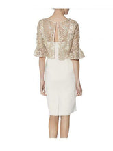 Gina Bacconi Dresses Gina Bacconi Marta Dress Beige and Gold With Lace Overlay SRR3038 izzi-of-baslow