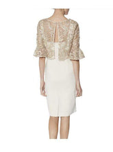 Gina Bacconi Dresses Gina Bacconi Marta Dress Beige and Gold With Lace Overlay SRR3038 izzi-of-baslow