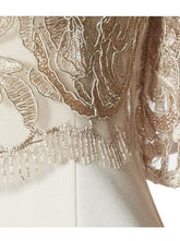 Gina Bacconi Dresses Gina Bacconi Marta Dress Beige and Gold With Lace Overlay SRR3038 izzi-of-baslow