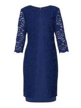 Gina Bacconi Dresses Gina Bacconi Mavis Crepe and Lace Dress Navy SSS1060 izzi-of-baslow