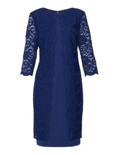 Gina Bacconi Dresses Gina Bacconi Mavis Crepe and Lace Dress Navy SSS1060 izzi-of-baslow