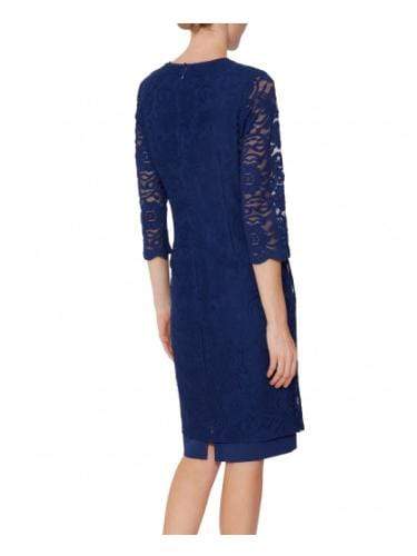 Gina Bacconi Dresses Gina Bacconi Mavis Crepe and Lace Dress Navy SSS1060 izzi-of-baslow