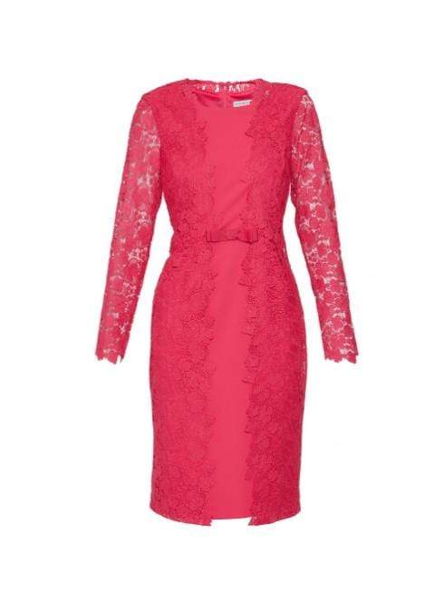 Gina Bacconi Dresses Gina Bacconi Summer Lace And Crepe Dress Fuchsia Rose SSS1001 izzi-of-baslow