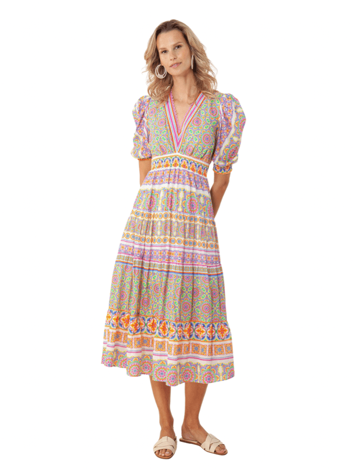 Hale Bob Dresses Hale Bob Jessamy Pink Patterned MIDI Dress 31NC6020 PNK izzi-of-baslow