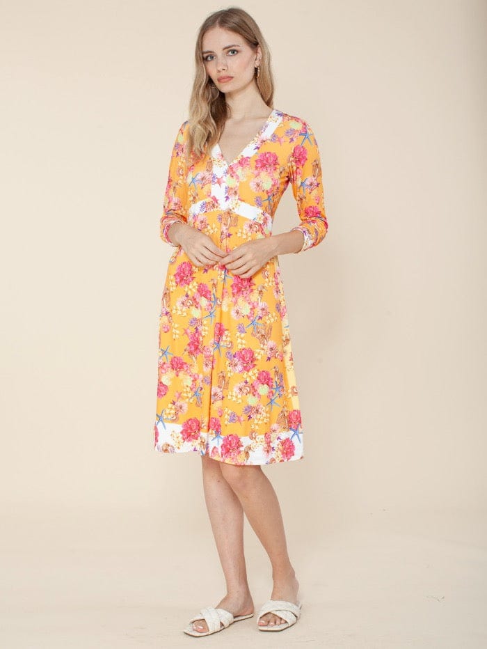 Hale Bob Dresses Hale Bob Orange Floral Midi Dress 21EG6187 izzi-of-baslow