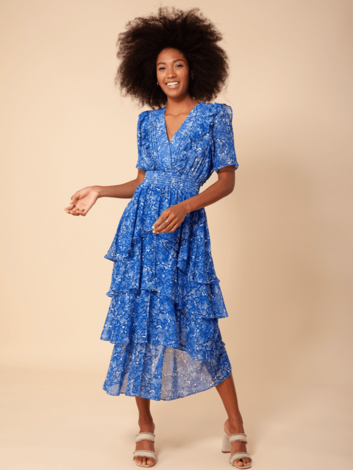 Hale Bob Dresses Hale Bob Tiered Dress 32ST6040 BLU izzi-of-baslow