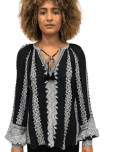 Hale Bob Tops Hale Bob Black White Printed Blouse 27TB2250 BLK izzi-of-baslow