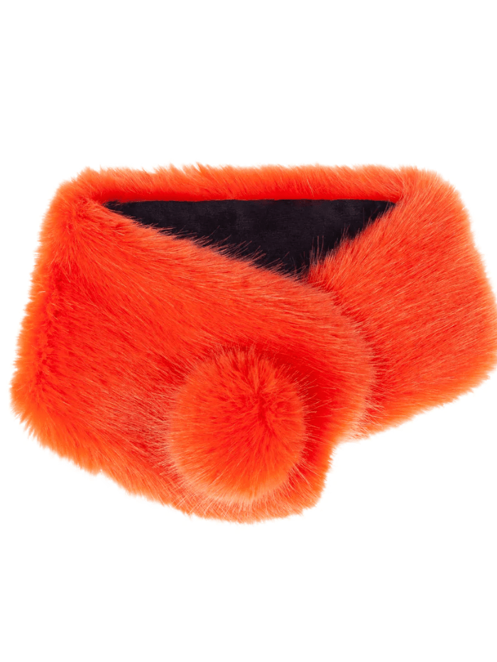 Helen Moore Accessories One Size Helen Moore Blaze Orange Faux Fur Pom Pom Collar izzi-of-baslow
