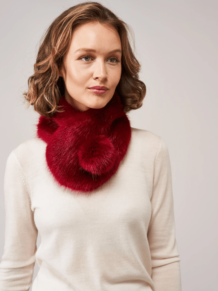 Helen Moore Accessories One Size Helen Moore Crimson Faux Fur Pom Pom Collar izzi-of-baslow