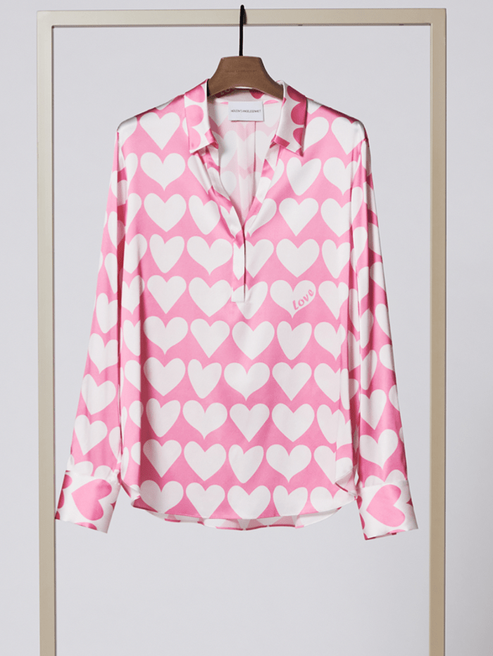 Herzen’s Angelegenheit Herzen’s Angelegenheit Pink and White Heart Printed Blouse 25231 6160 231017 izzi-of-baslow