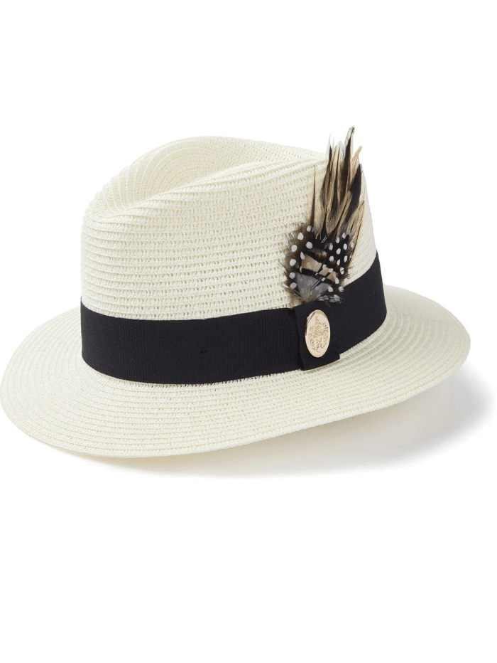 Hicks and Brown Accessories Hicks And Brown Aldeburgh Fedora Cream With Black Ribbon HBAF2CBL izzi-of-baslow